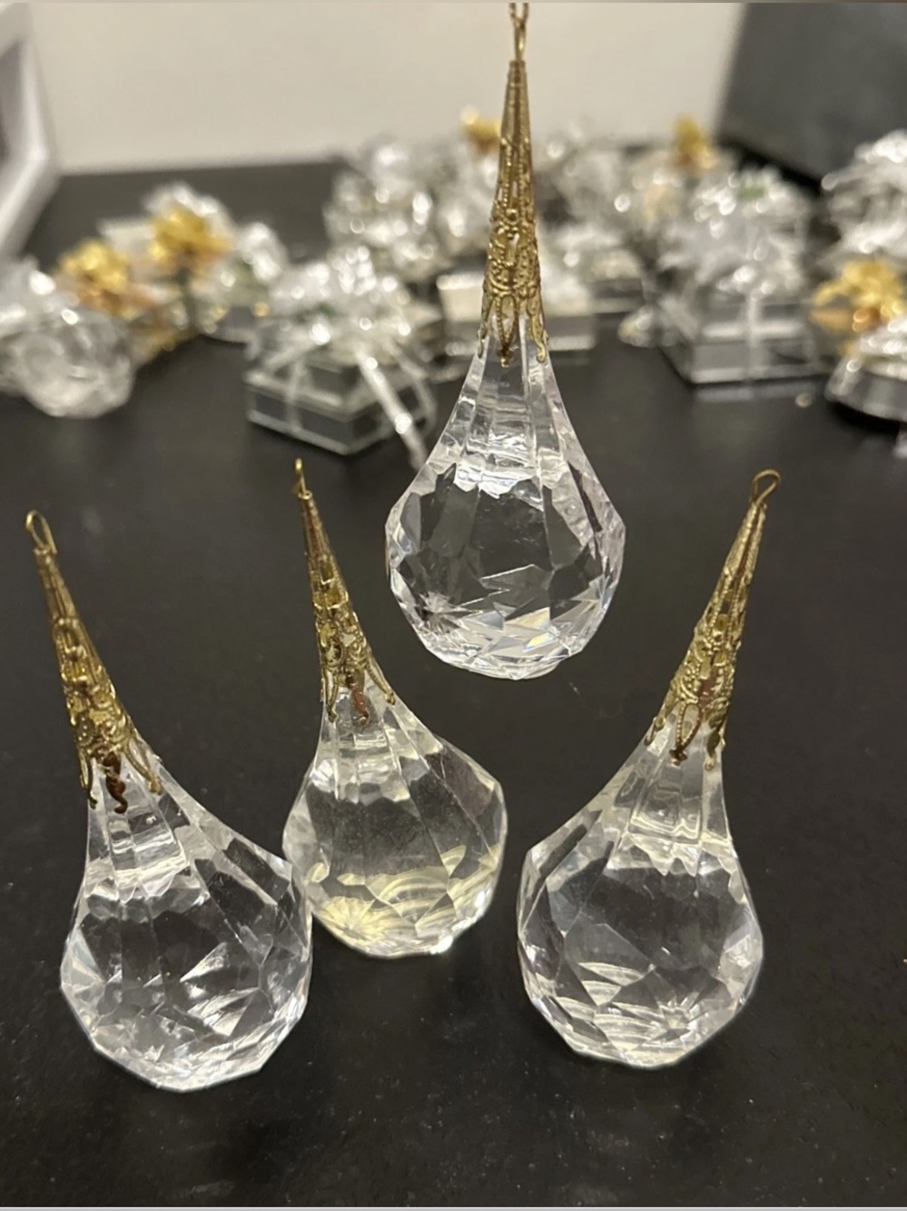 Gorgeous Vintage! Large Christmas Ornaments Tear Drop Lot Of 5 ♥️🌹♥️🌹♥️